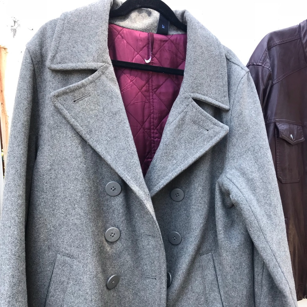 Men’s Light Grey Peacoat by Stock